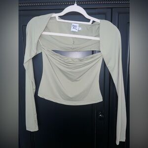 Princess Polly Sage green Tube Top and Shrug